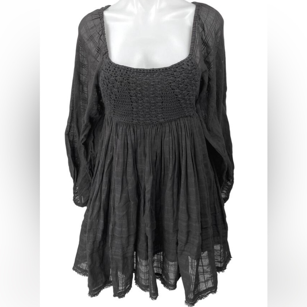 Free People Ari smocked dress in black size XL